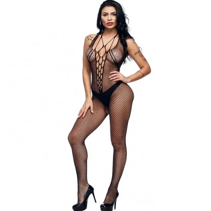 Women Fishnet open back Bodystockings Lingerie Crotchless Tights Suspenders sexy full body fabric