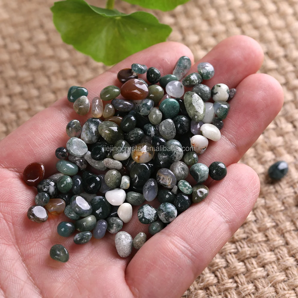 Natural Moss Agate Gravel Quartz Crystal Stone Specimen Healing Fish Tank Drop Shipping Natural Stones and Minerals