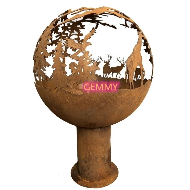 
Outdoor funny corten steel fire pit ball 