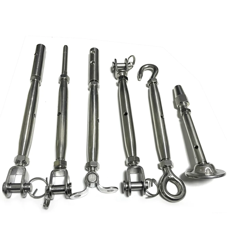 Cable deck railing system hardware fitting button toggle lag taps swivel inline jaw turnbuckle