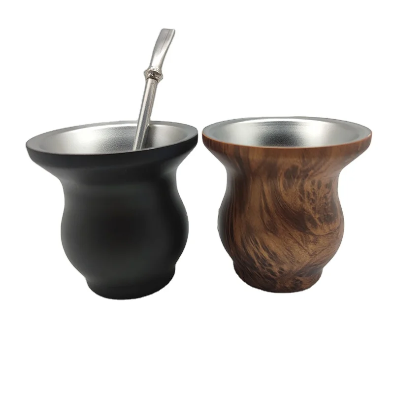 Tazas De Vidrio Para Te Argentine Tea Cup 270Ml Stainless Steel Double Wall Yerba Mate Gourd Cup