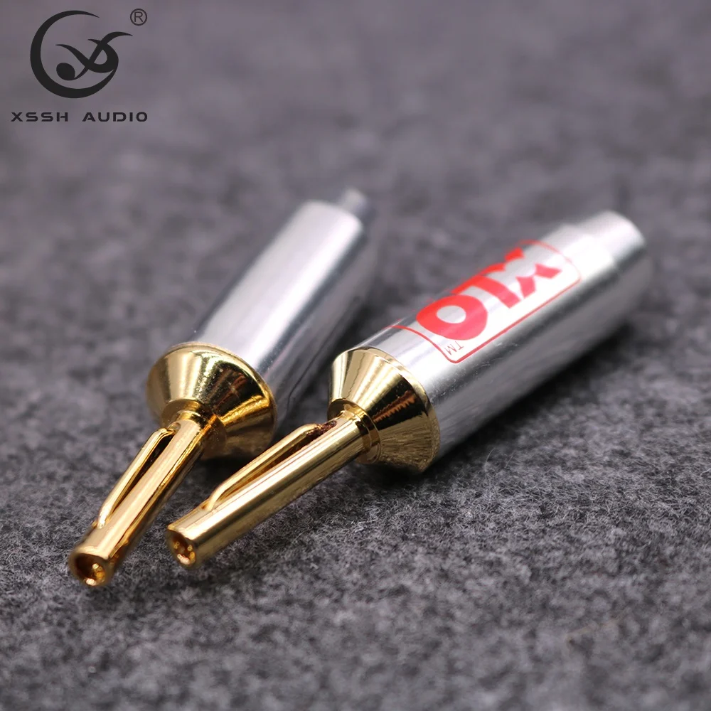 Amplifier Banana Jack YIVO XSSH Audio OEM DIY HIFI Brass Male High Voltage Gold Banana Plug Connector for 10MM Max Speaker Cable