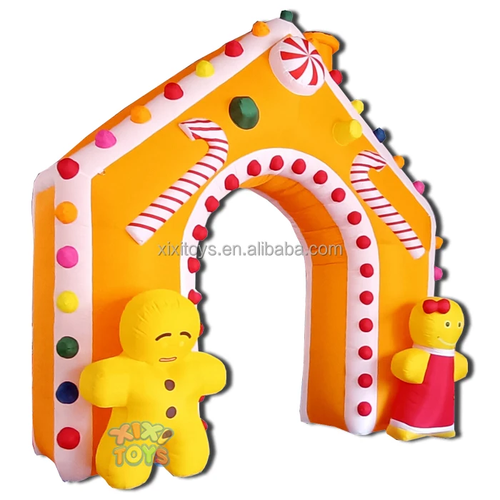 Outdoor Custom Inflatable Christmas Candy Canes Entrance Inflatable Christmas Gingerbread Cookies Arch For Holidays Decorations