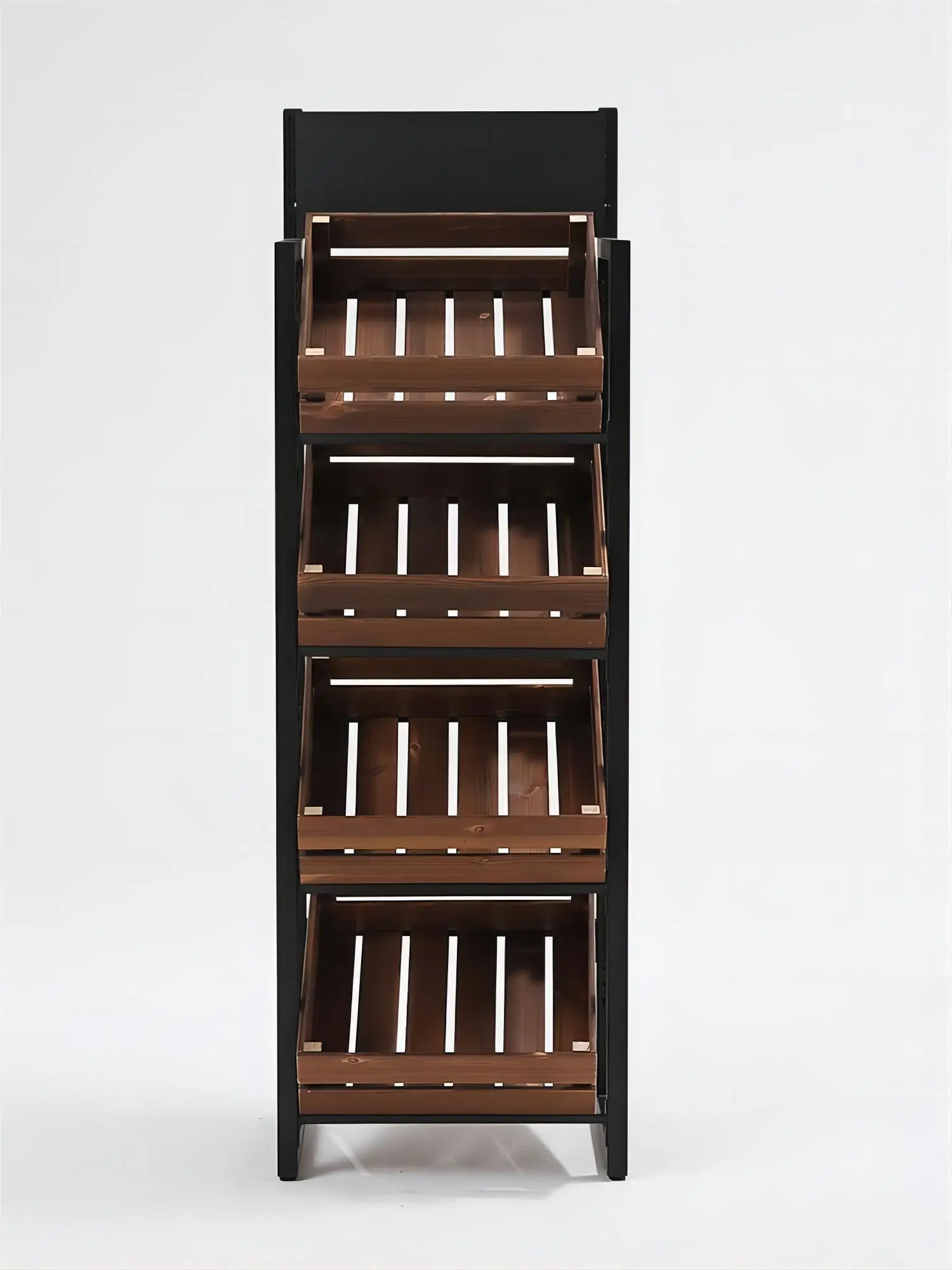 Company Freshfruitsandvegetables Iron Frame Supermarket Shelves Stand Display Wood Fruit Display Rack