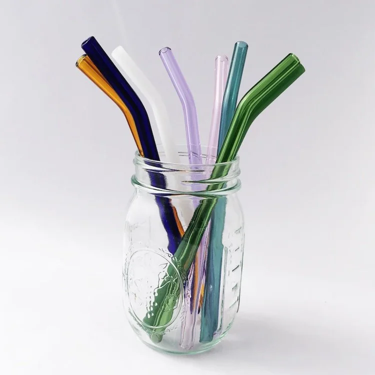 Eco Friendly Reusable Drinking Straw Borosilicate Clear Straight Bent Glass Straw
