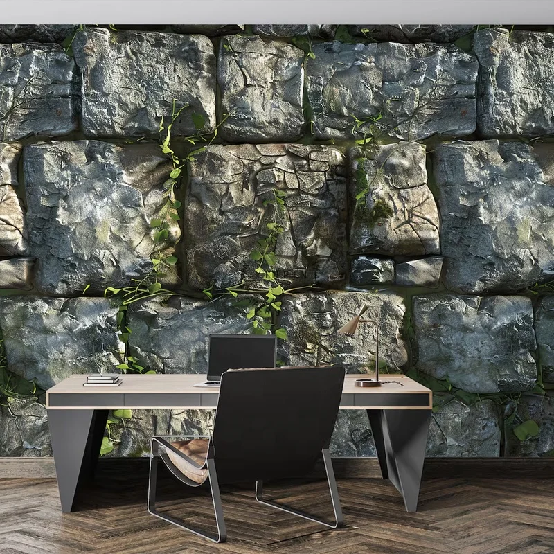 Ancient stone wall 3D moss vegetation texture background rock wallpapers