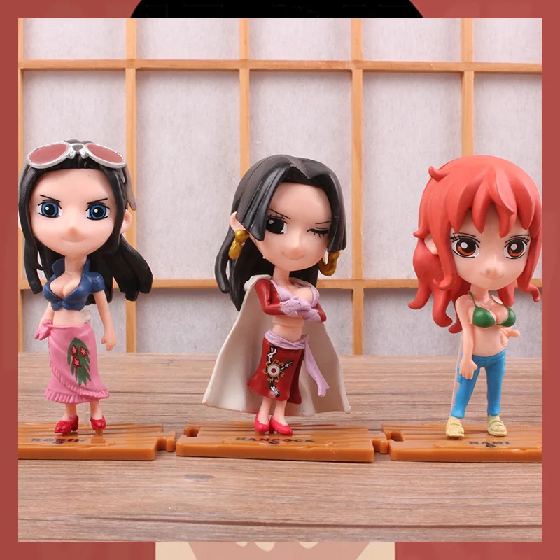 10pcs/set Japanese Cartoon Toys One Pieces Figure Luffy Zoro Nami Usopp Boa Hancock Cute Doll PVC Anime Action Toys