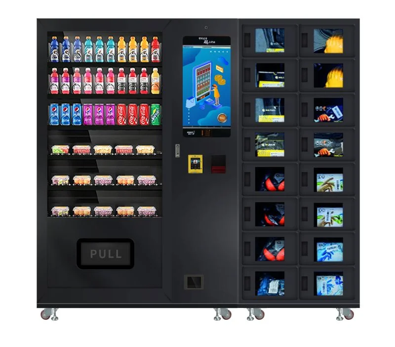 Высокотехнологичный комбинированный торговый автомат шкафчик закусок умный считыватель карт сенсорный экран на заводе