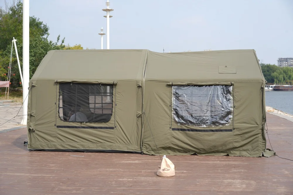 15㎡ Inflatable Tent Waterproof with Oxford Canvas Cotton Fabric Portable Feature for Outdoor Camping