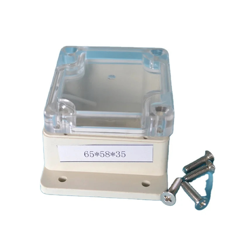 JHASB101 65*58*35*mm Screw type top transparent cover mounting waterproof junction box with ear IP65 outdoor plastic enclosure