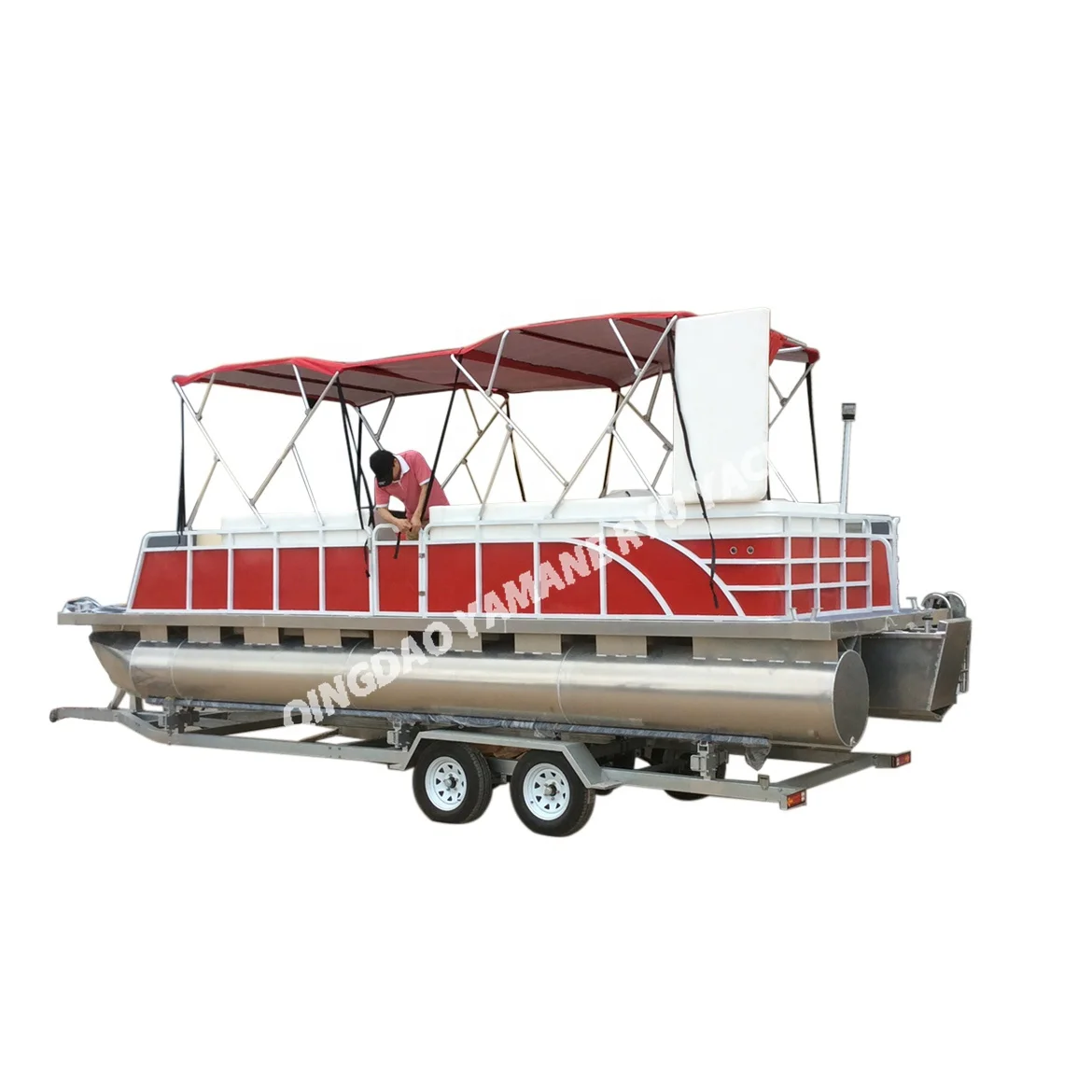 25ft Aluminum Pontoon Luxury Floating Party BBQ Fishing Barge Boat  For Sale