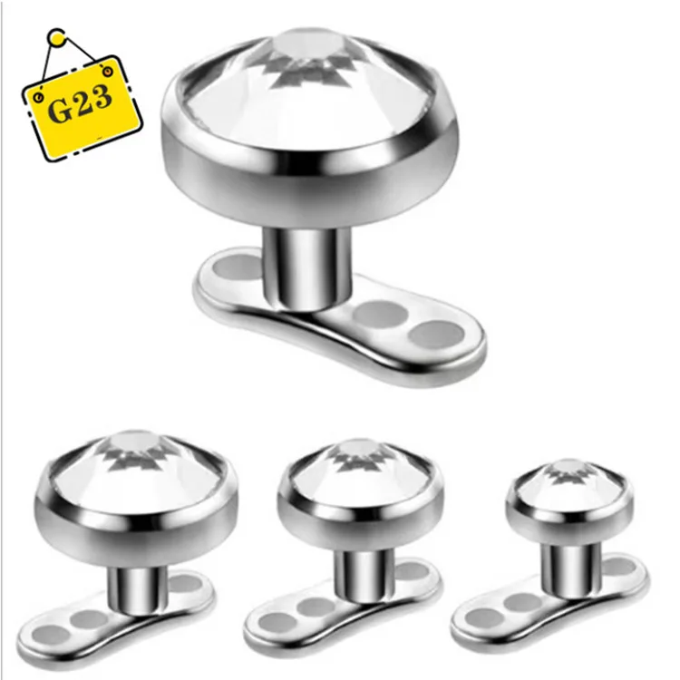 ASTM F136 Titanium G23 Micro Dermal Anchor piercing jewelry Clear Gem Skin Piercing Sexy Jewelry Implanted By Surface Puncture