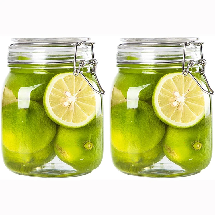 Glassware for kitchen used food container candy airtight glass jars storage wholesale with glass lid