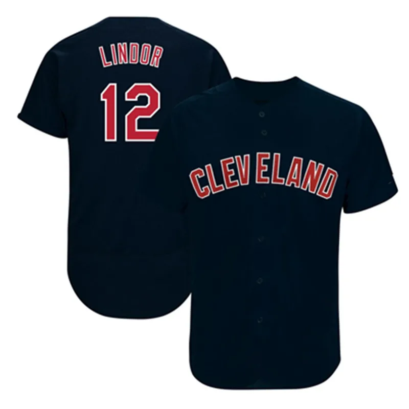 
Cleveland Indians 12 Francisco Lindor 24 Miller 28 Corey Kluber Sublimated Breathable Baseball Jersey 