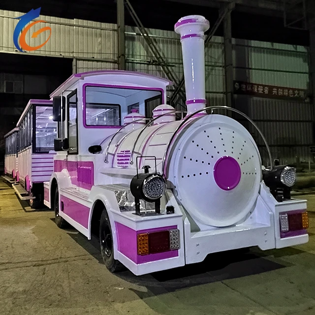 Fuel powered sightseeing trains and trackless train amusement equipment produced by Chinese manufacturers for tourist attraction