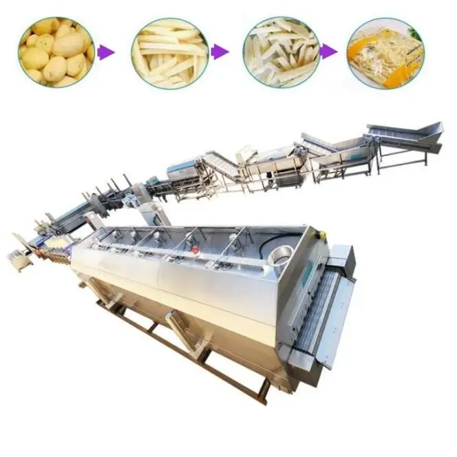 500kg~2000kg Automatic 2 in 1 Half Fried Potato Frozen French Fries /Cassava Croquettes Fries Making Machine Production Line