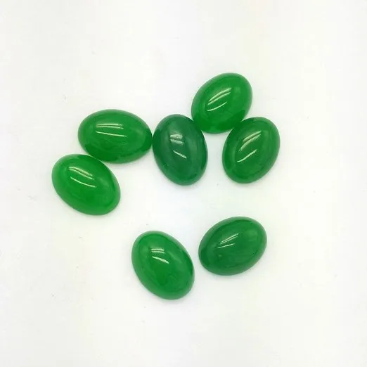 12*16mm Oval Cut Dyed Green Jade Smooth Cabochons