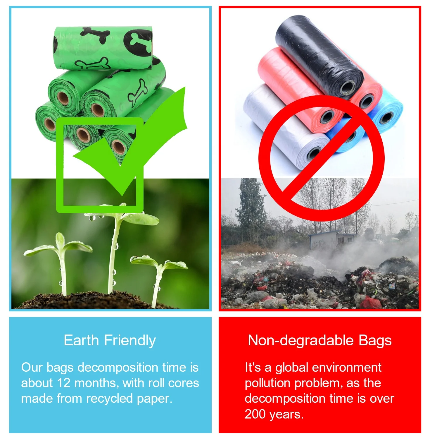 Custom Label Eco-Friendly Bio Degradable Dog Cat Cornstarch Eco Friendly Compostable Biodegradable Poop Bags For Pet Poop