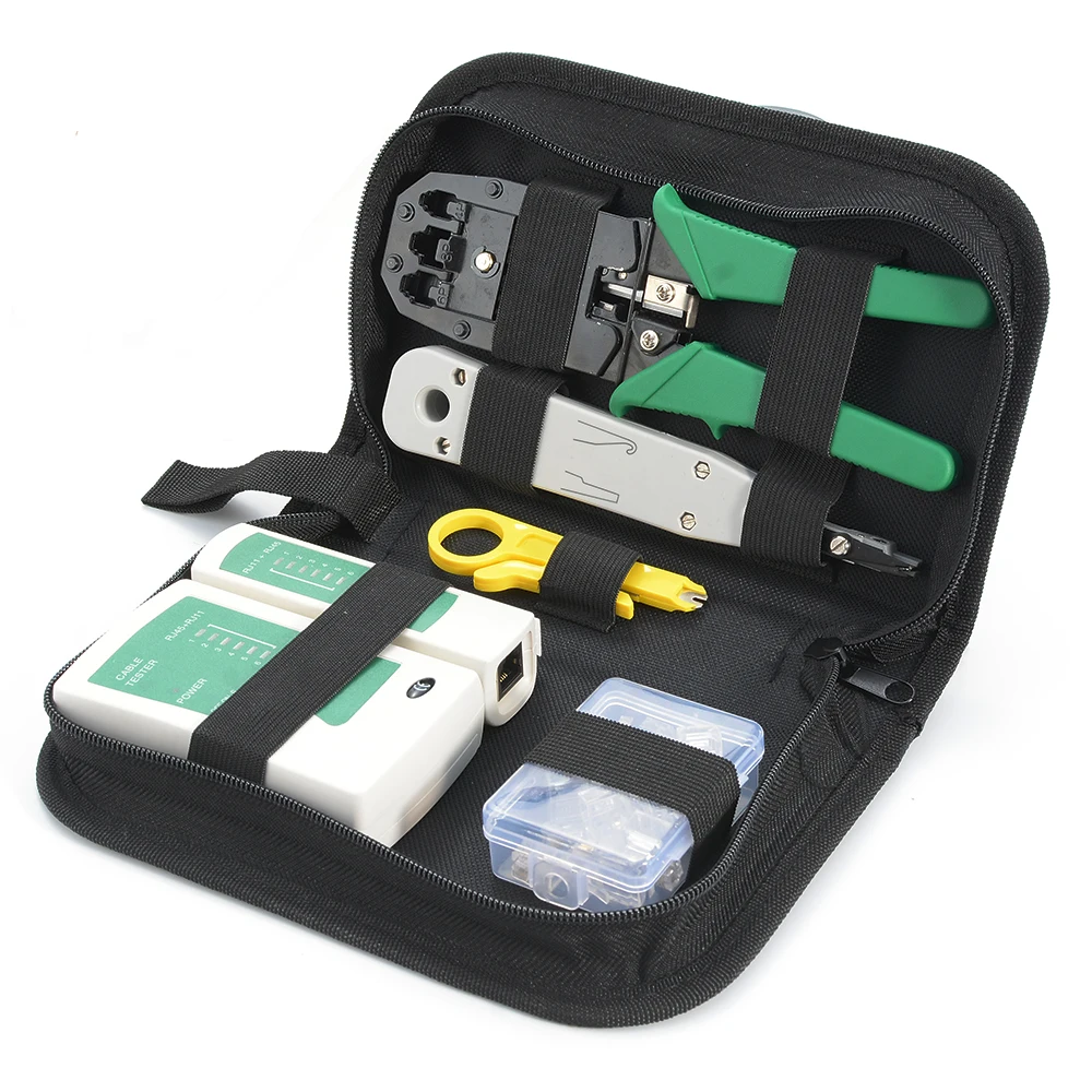 Ethernet Cable Networking Hand Tools Kits Wholesale Pass Through RJ45/RJ12/RJ11 Crimping Set Network Tool Kit