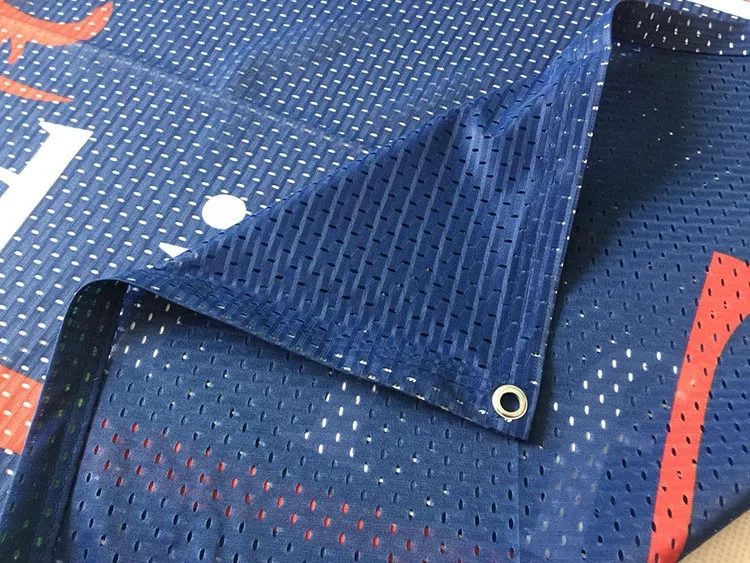 Custom Logo Printed Polyester Mesh Banner Backdrop Outdoor Windproof Rectangular Fabric Mesh Banner For Event