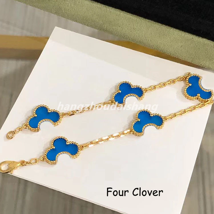 Custom High Version 925 Silver Stainless Steel Jewelry Bangles Four Leaf Clover Bracelet Gold Plated Bangle