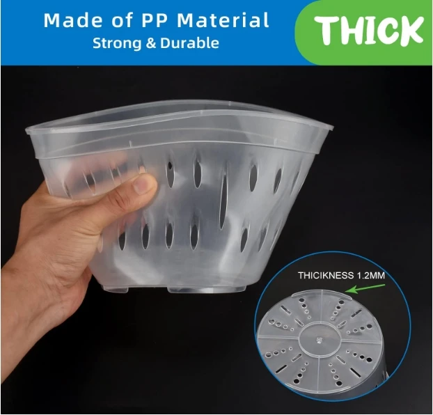 7 Inches Orchid Pots for Repotting, Clear Orchid Pot with Holes and Saucers, Breathable Slotted Orchid Planters