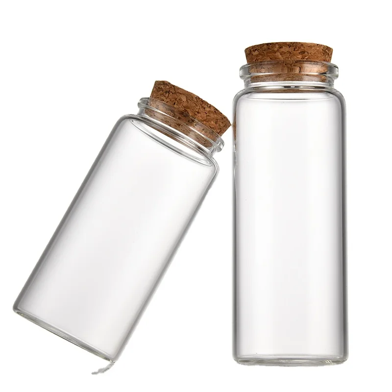 Wholesale of 22mm straight mouth high borosilicate tube bottles wooden stoppers glass  test tube  transparent wishing