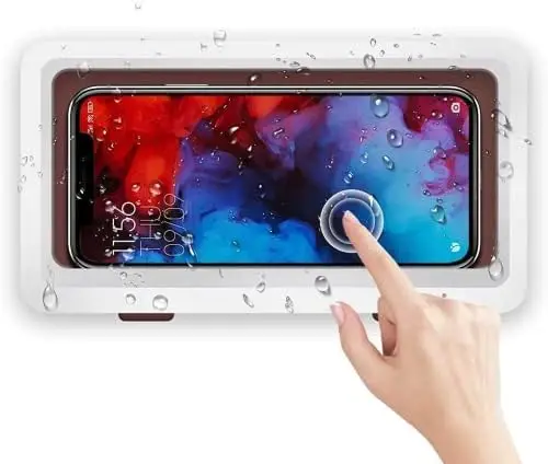 Shower Phone Holder Waterproof Wall Mount Case for Bathroom Mobile Phone Case with Transparent Touch Screen
