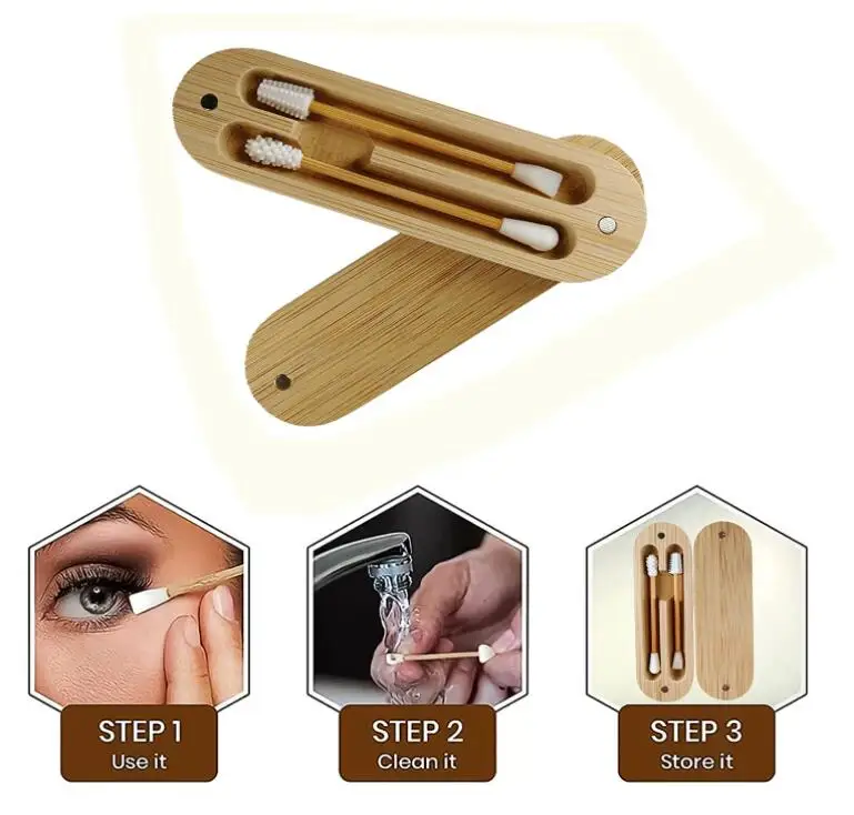 Экологичные губные помады Qtips макияж бамбуковые палочки Косметические чистящие уши многоразовые силиконовые ватные с бамбуковым футляром
