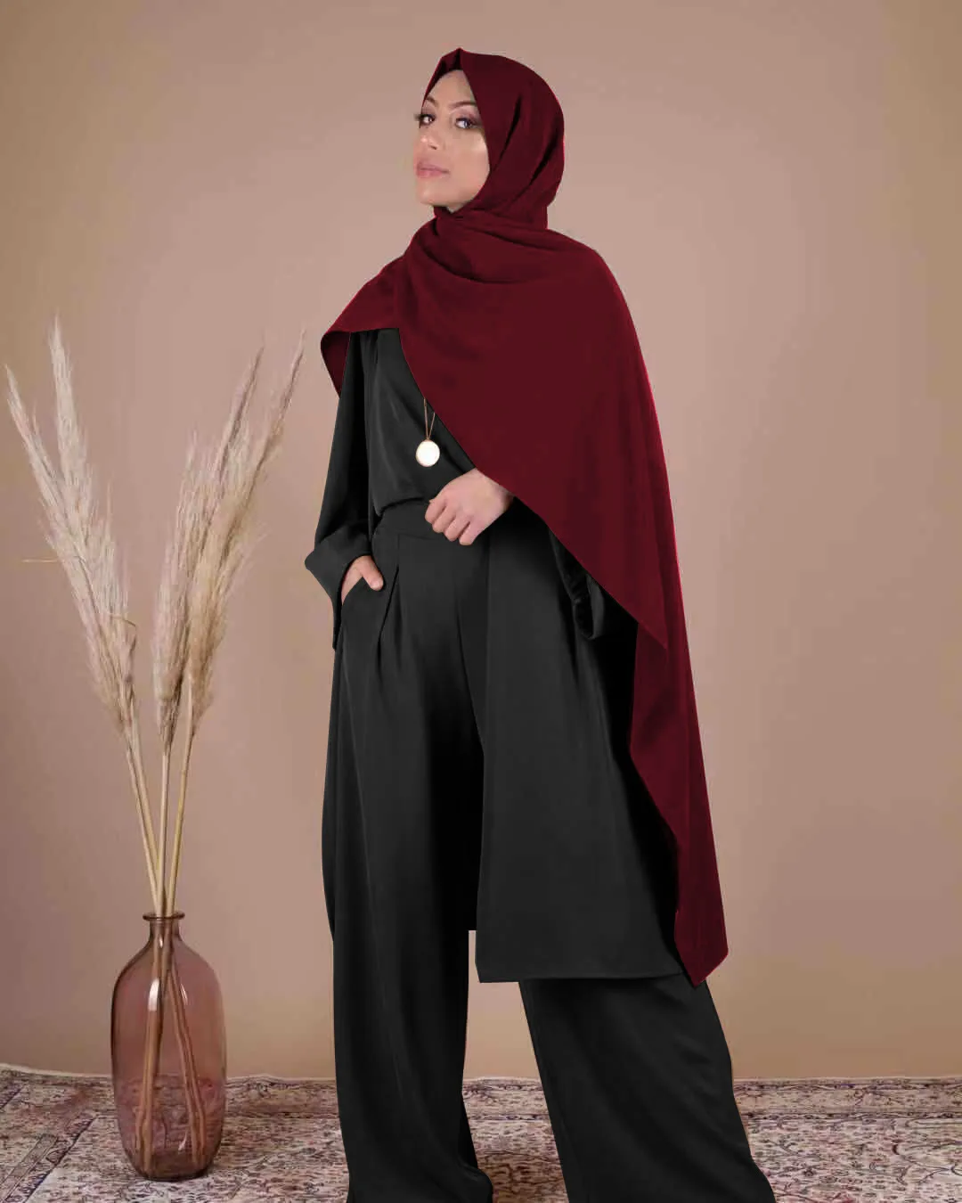 Wholesale Solid Color Three-piece Suit Muslim Clothing Islamic Womens Suit Casual Arab Clothes Suits