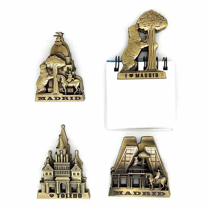 Factory direct travel madrid souvenir fridge magnets from around the world retro metal fridge magnet clip