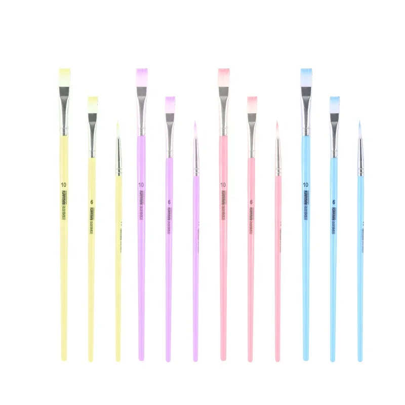 Giorgione 3Pcs Paint Brush Flat Round Shape Nylon Paintbrush Set for Acrylic Oil Watercolor and Gouache