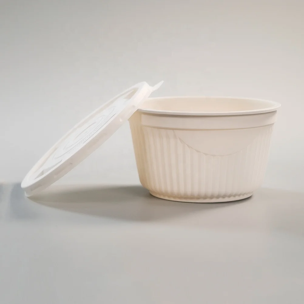 
High Quality Disposable Biodegradable Cornstarch Tableware Biodegradable Corn Starch Bowl With Lid 