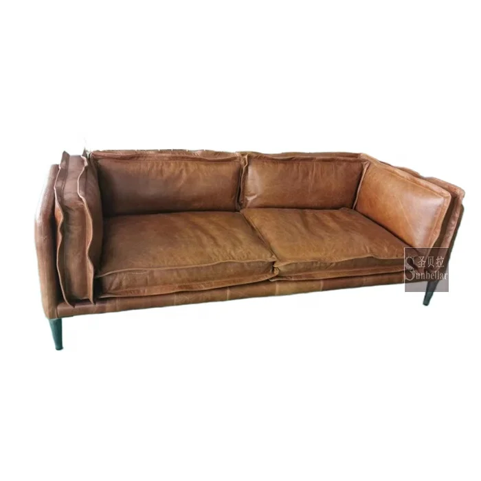 customization rustic brown genuine leather comfort sofas 2 seat apartment living room sofa love seat sofa with metal legs