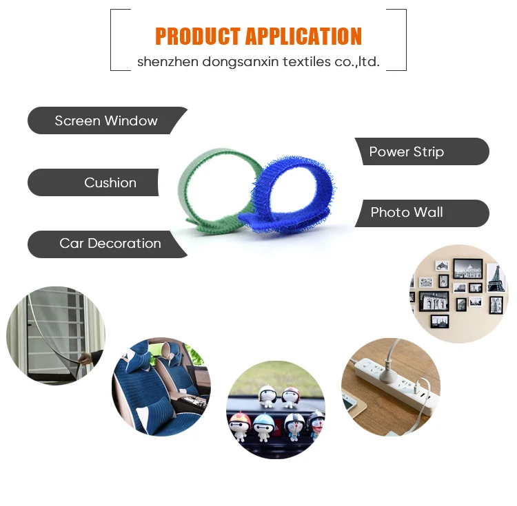 High-quality Adjustable Nylon Hook and Loop Cable Tie Self-gripping Wrap Strap for USB Earphone Cables