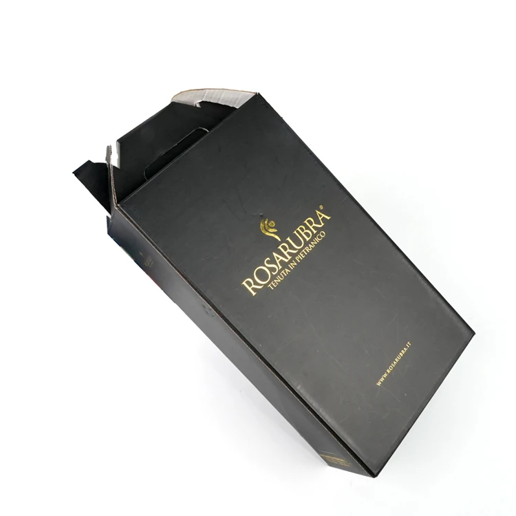 Custom Corrugated Wine Box with Handle Handled Whisky Beverage Gift Boxes Vodka & Champagne Packaging Boxes