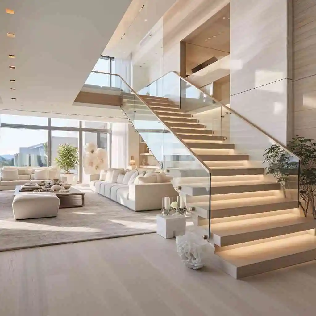 High Quality Creamy-white wood grain Granito stone tile wooden stair tile