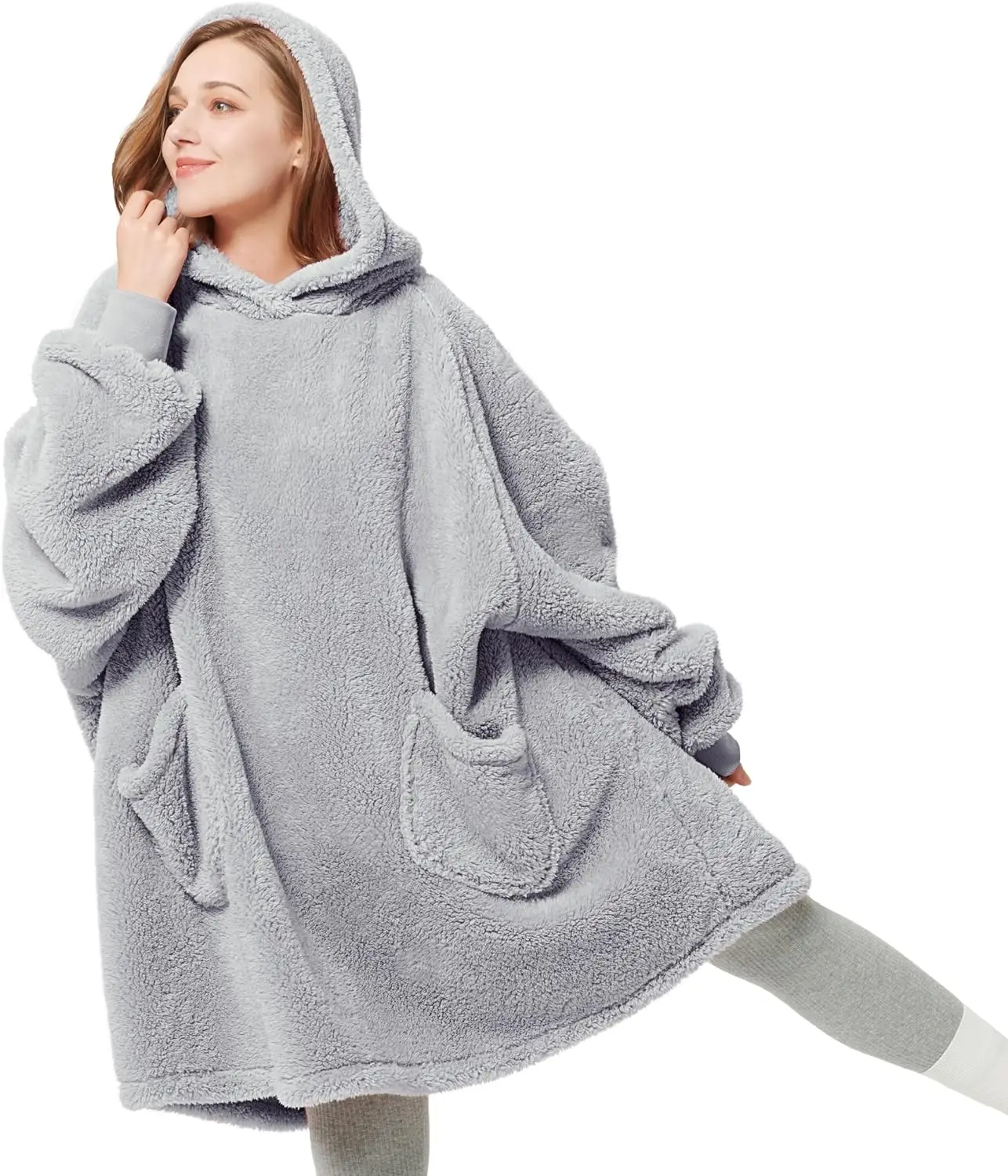 Original factory oversized  sherpa sweatshirt wearable mens womens fleece hooded hoodie blanket