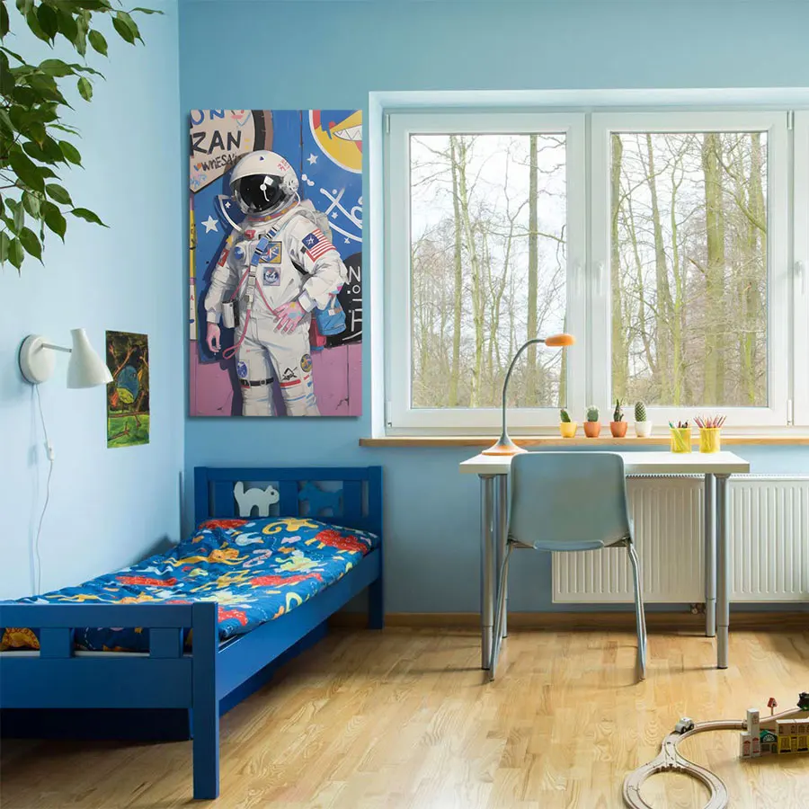 Original Art Print Abstract Graffiti Pop Cosmonaut Painting Easy Hanging Wall Decor for Nordic Living Room Home Decor Accessory