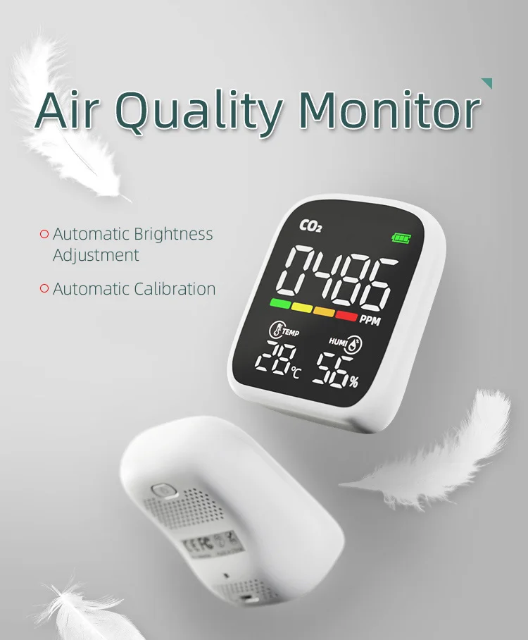 New CO2 Detector NDIR Temperature and Humidity and Air Quality Monitor with Alarm CO2 Monitor Gas Analyzer