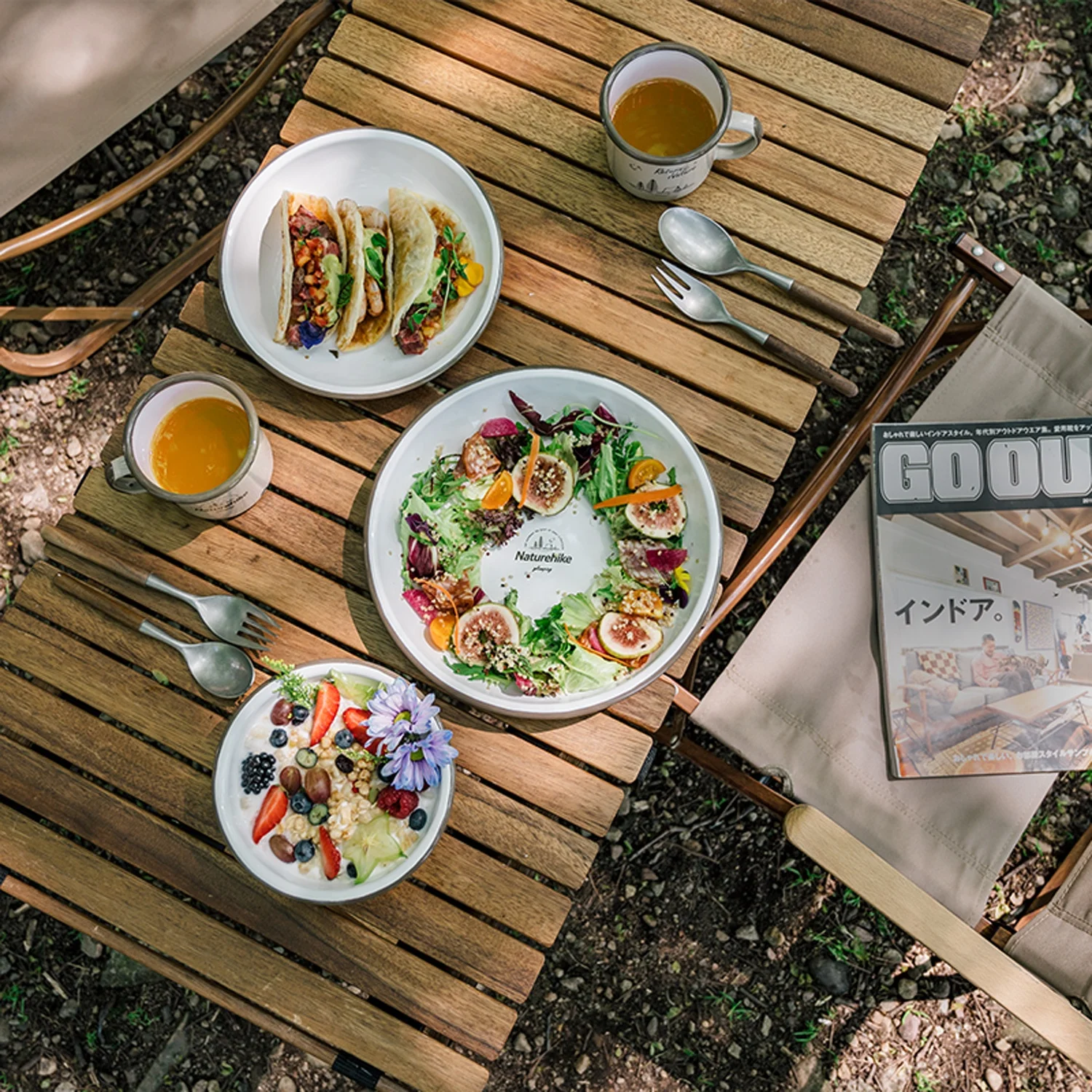 Naturehike outdoor camping picnic Enamel tableware printing enamel metal cup mugs bowls dish plates