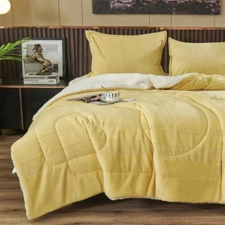 jacquard  super soft solid flannel Bed Comforter embroidery Hotel Blanket bedding set bedspread quilt china