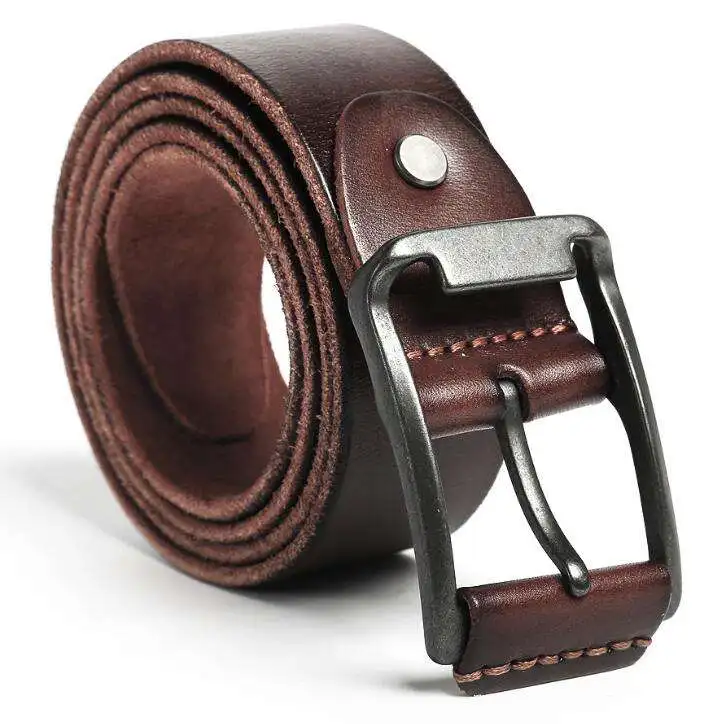 Retail high quality pin buckle vegetable tanned leather retro pure belt for men