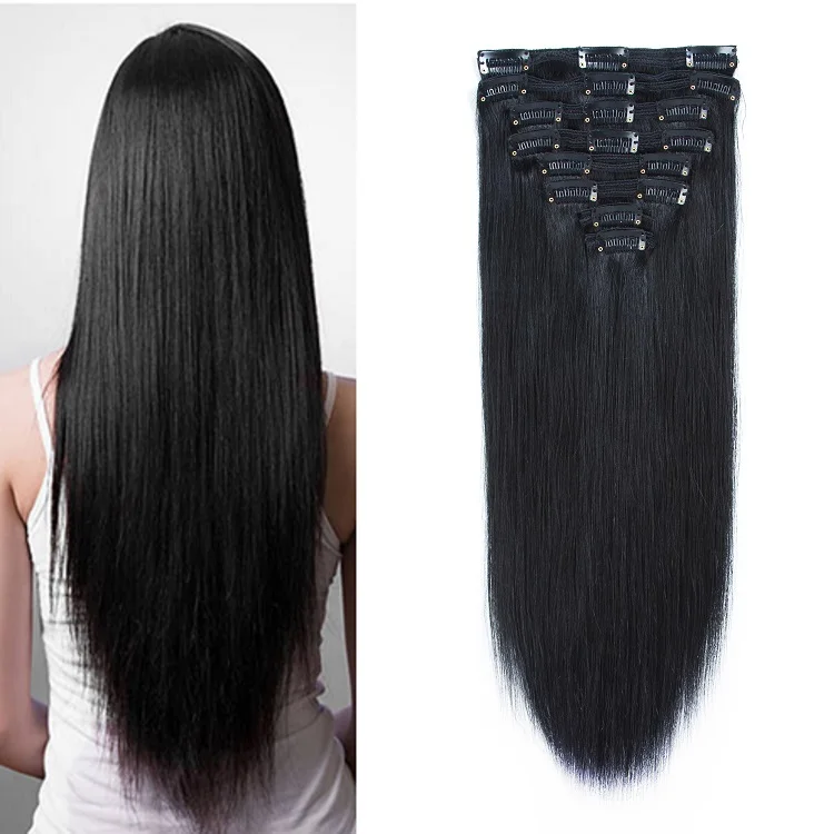 No tangle 100% best quality double drawn remy 220g one piece clip in human hair extensions for sale