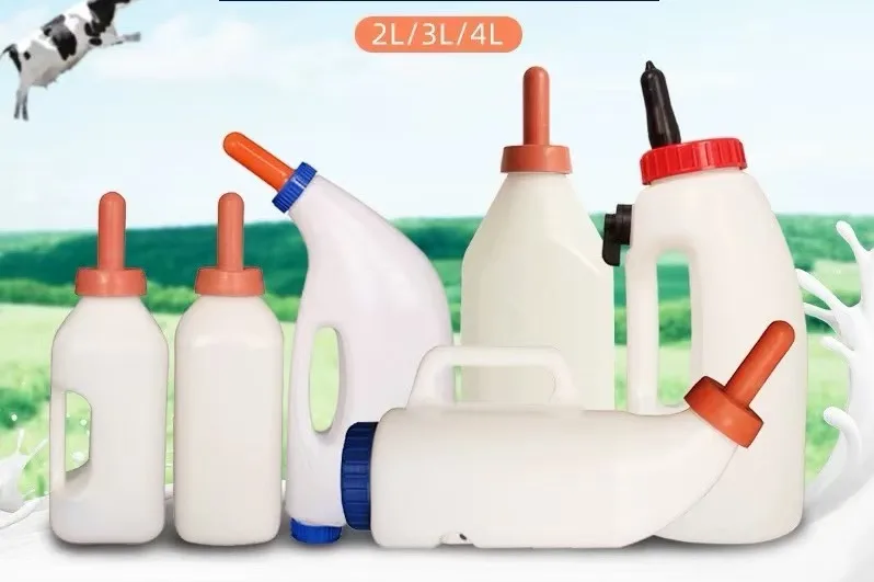 WANJIA 2L 3L 4L 5L Livestock nontoxic plastic Animal Farm Cow Calf Milk Feeding Bottle With Nipple