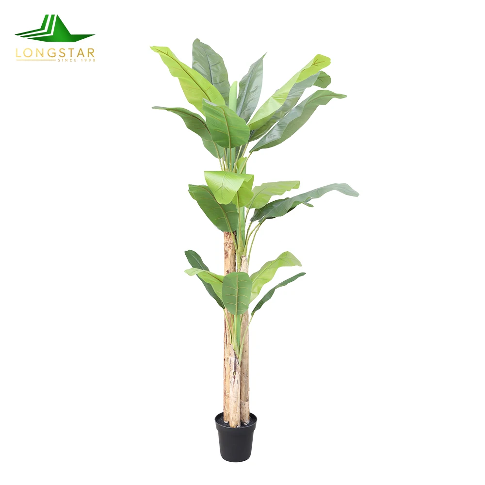 LN Artificial Plants Banana Tree Home Ornaments Evergreen Real Wood Trunk Outdoor Banana Tree Potted