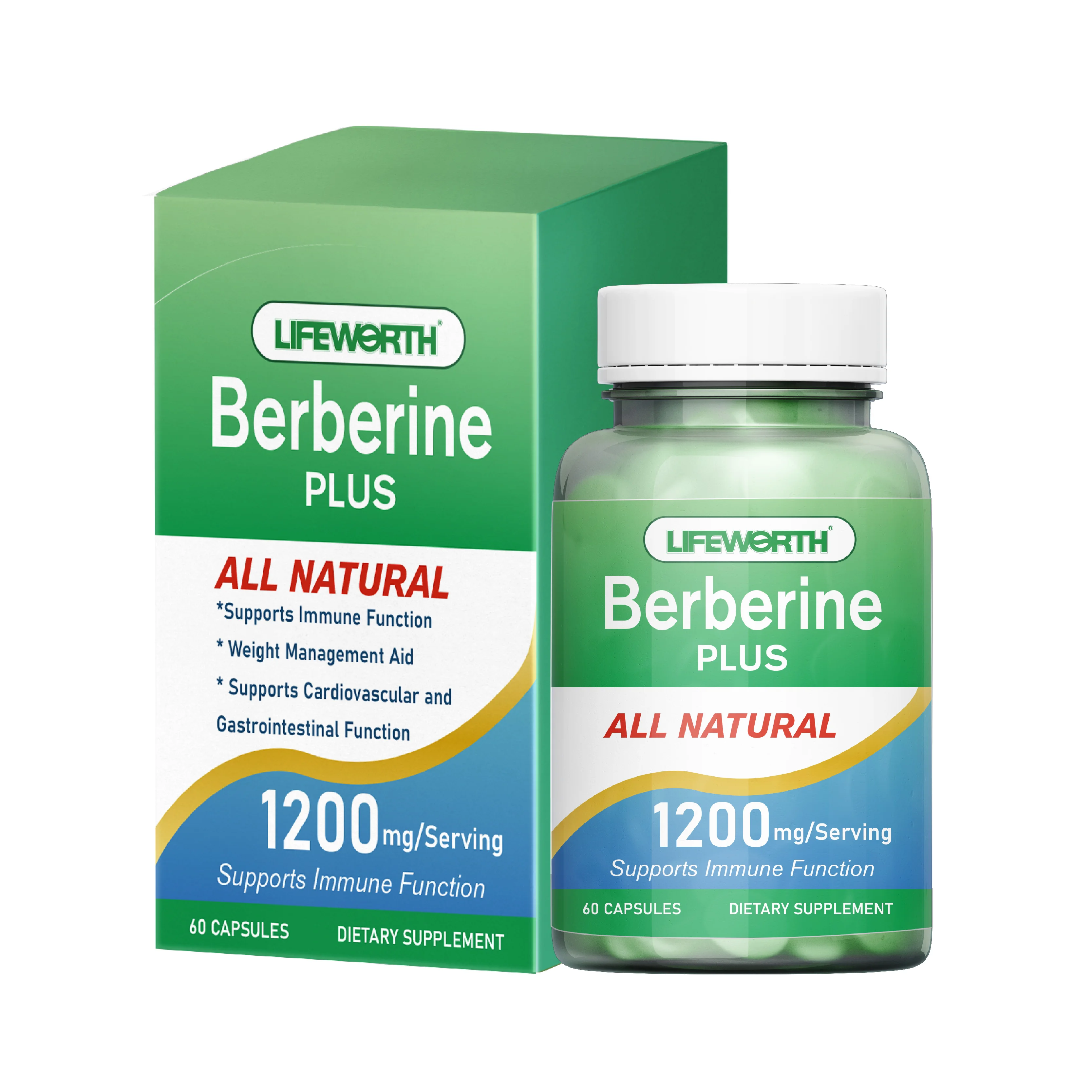 LIFEWORTH private label berberine 98% high strength berberine hcl 500mg capsules supplements Speed up glucose metabolism blood s