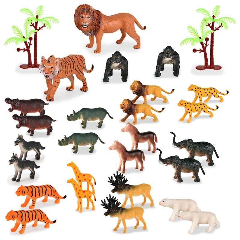 Wild Animals Model Toys Soft Plastic Forest Animal Figurine Pvc Animal Toys Set Bulk For Zoo Collection Play Game
