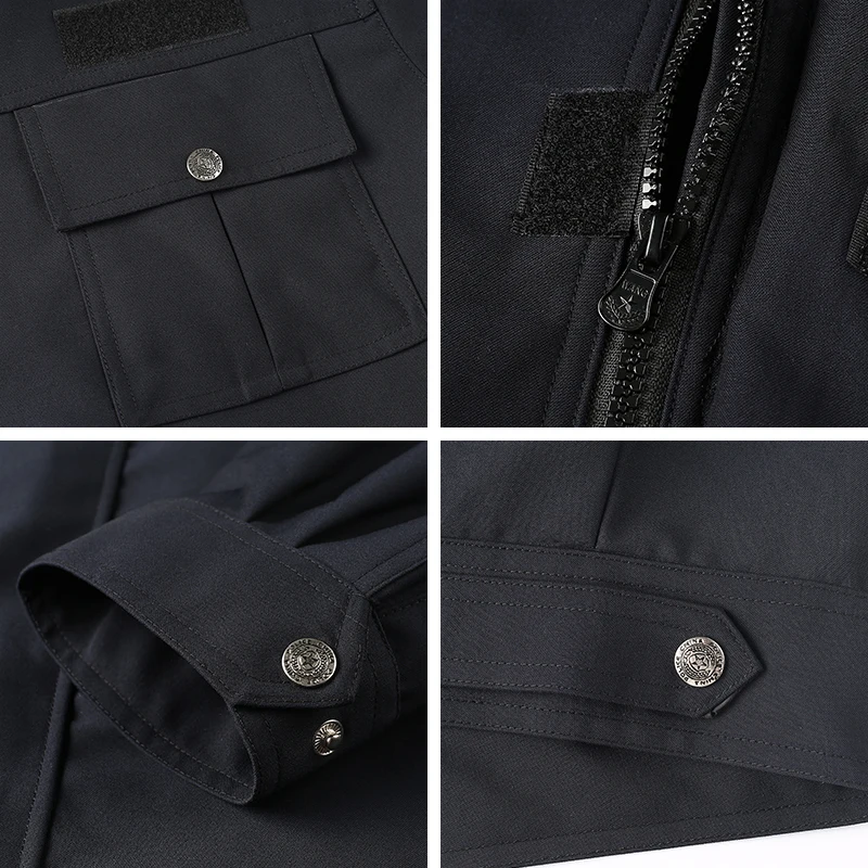 High Quality Personalized Security Equipment Guard Jackets Zipper Dark Blue Long Sleeve Coat Best Security Uniform