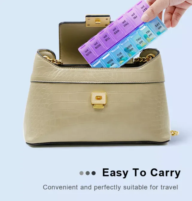 Customizable pill storage cases double-row box for capsules and pills 14days